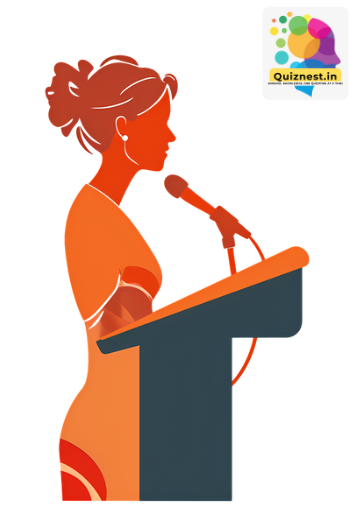 Illustration of a microphone or a person giving a presentation, symbolizing speech.