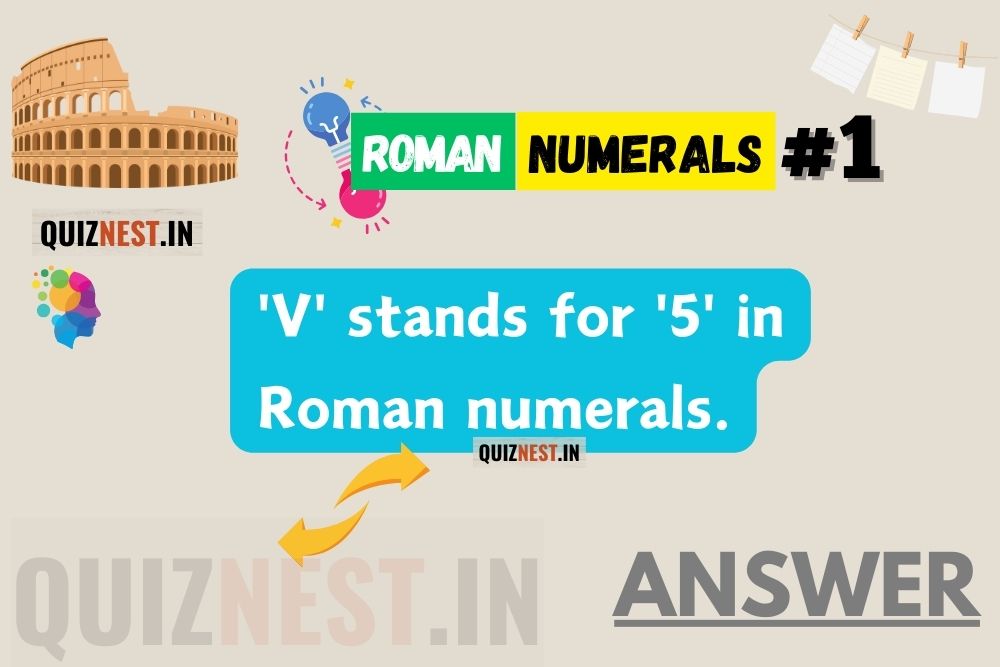 V In Numerals What does 'V' stand for in Roman numerals? | Roman Numerals Math MCQ ...